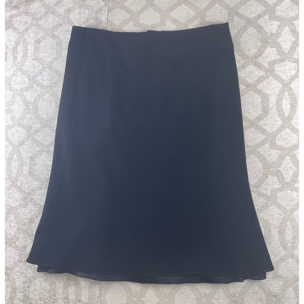Armani Collezioni Black Virgin Wool Flared Knee Length Skirt Made in Italy Sz‎ 8